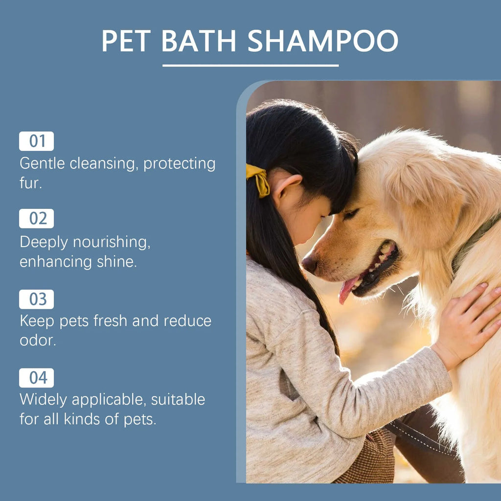 100ml bottle of mild cat and dog shampoo with coconut oil, milk and citrus peel extract