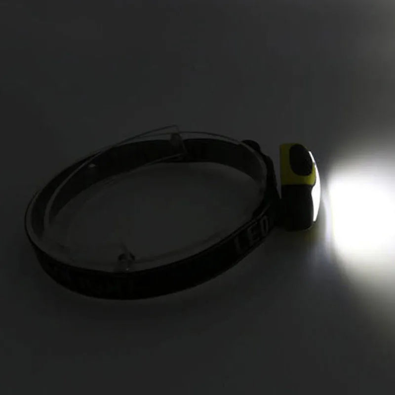Yellow plastic COB LED headlamp with three-speed adjustment for outdoor use