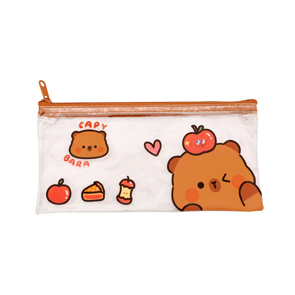 Transparent PVC mesh pencil case with random mixed colour finish, measuring 20x10.3 cm
