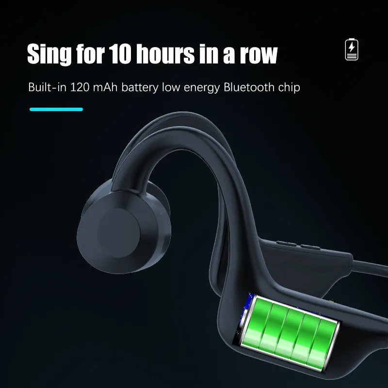 Black true wireless sports Bluetooth headset with ear-mounted hanging design