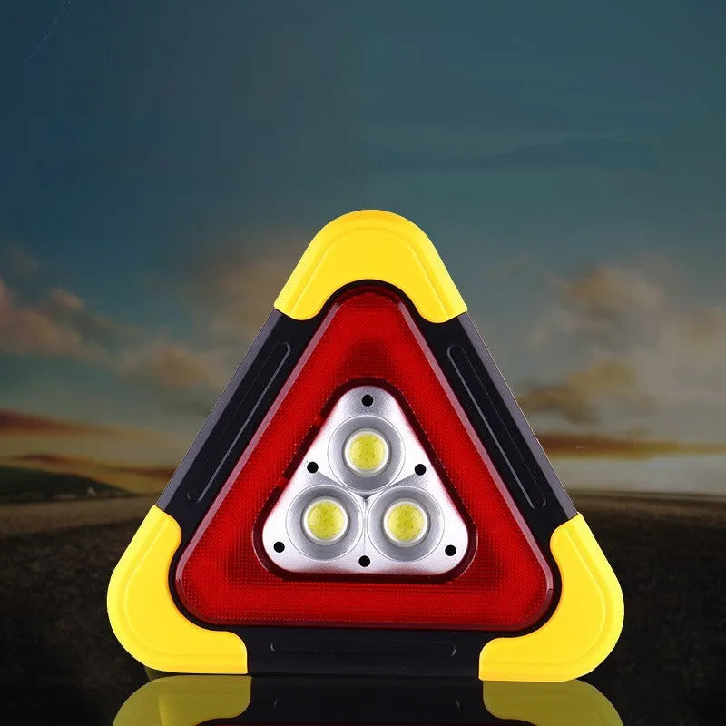 Car mounted tripod warning sign light with solar panel and multiple light modes, large size option