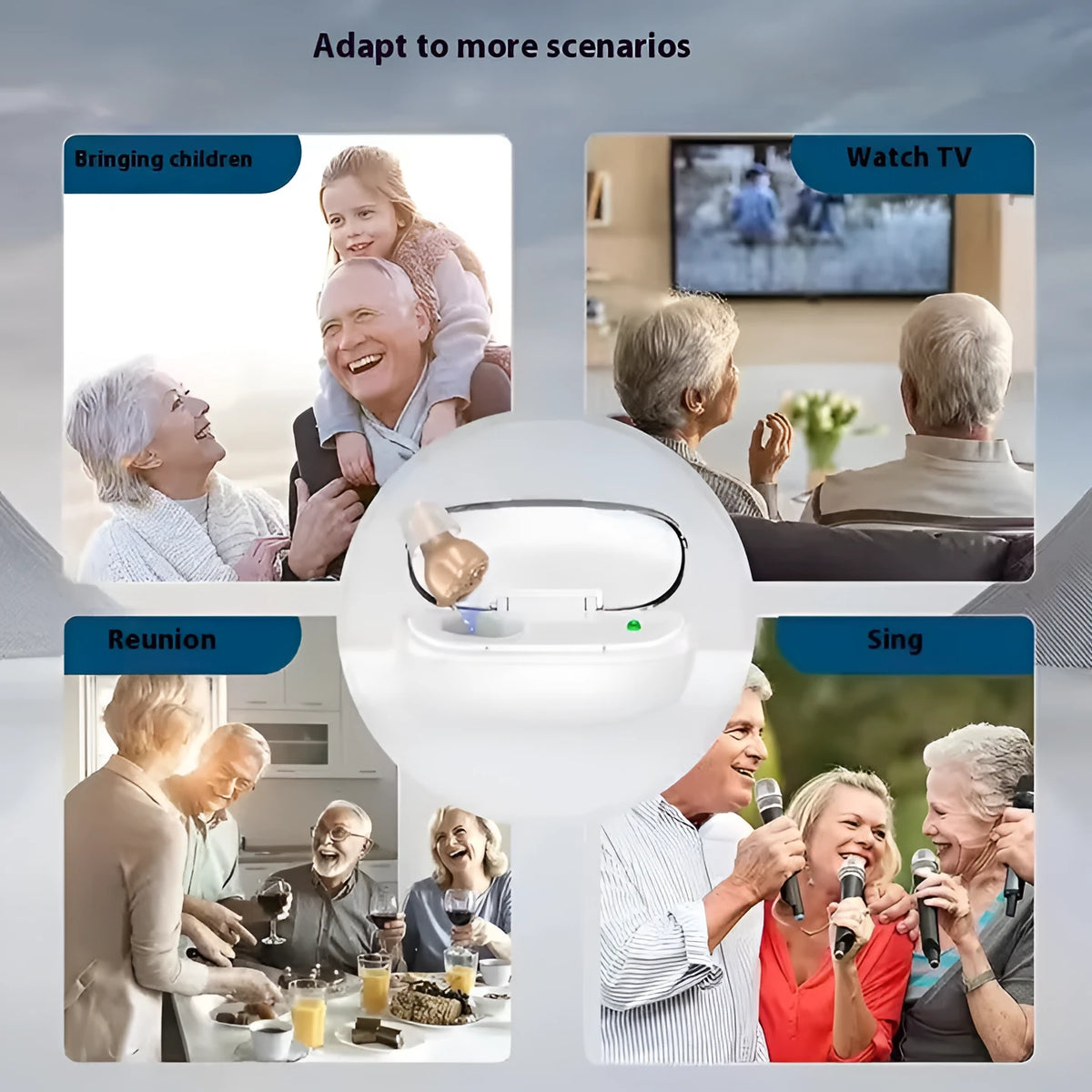 Invisible in-ear hearing aid with intelligent noise reduction, USB rechargeable, over 12 hours battery life