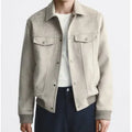 British style long sleeve velvet commuter jacket in mink colour