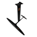 Black carbon fibre racing hydrofoil for surfboards with aluminium components