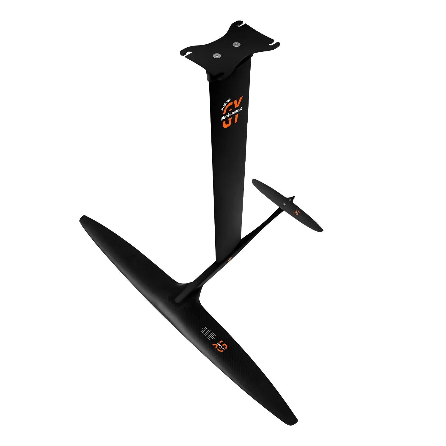 Black carbon fibre racing hydrofoil for surfboards with aluminium components