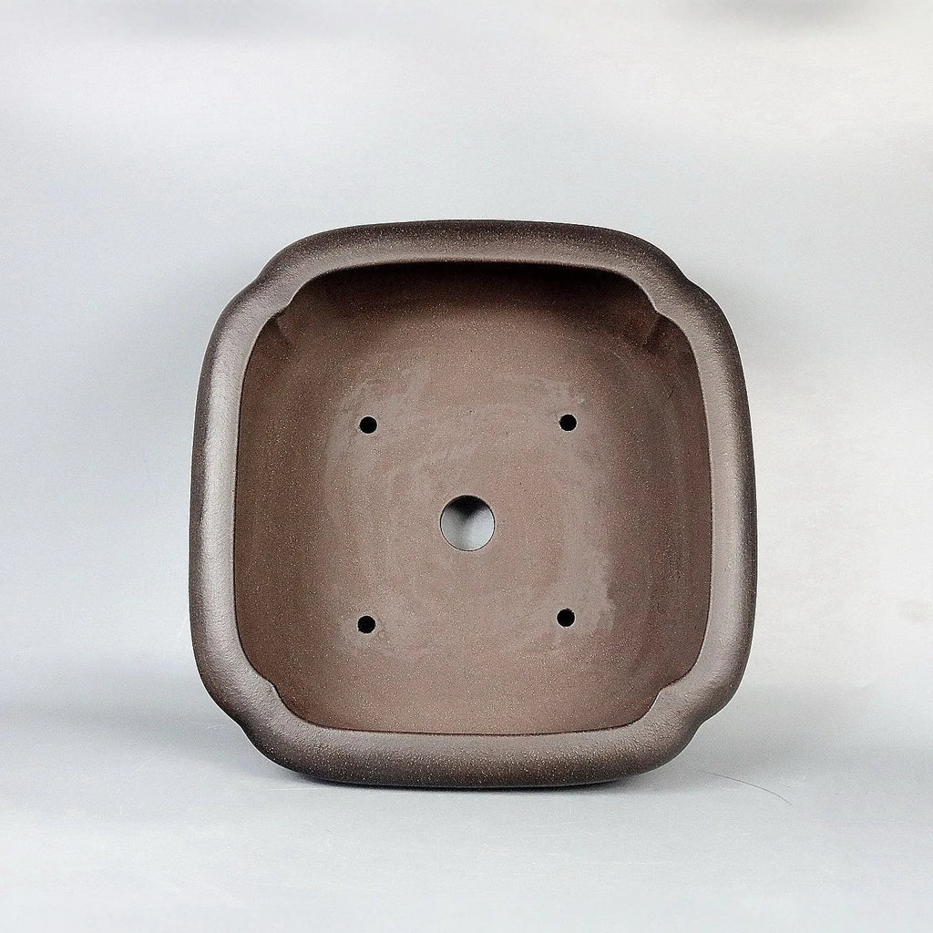 Handmade antique square purple sand ceramic bonsai flower pot, 41x41x18cm, for flowers and green plants