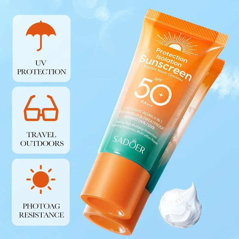 Double tube multi-effect repair isolation sunscreen 50g with universal skin type formula