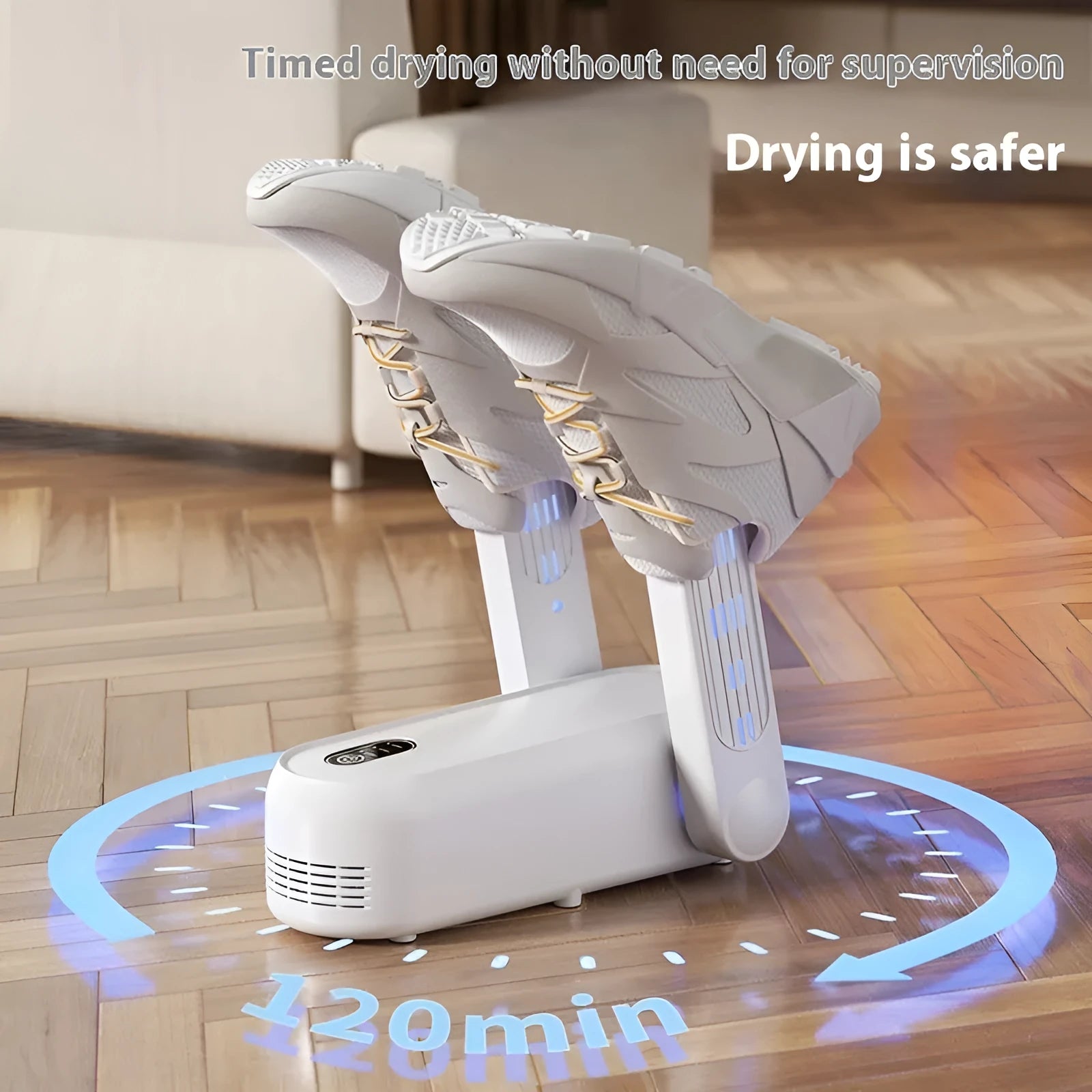 D4 black automatic shoe dryer machine with timer display and power cable