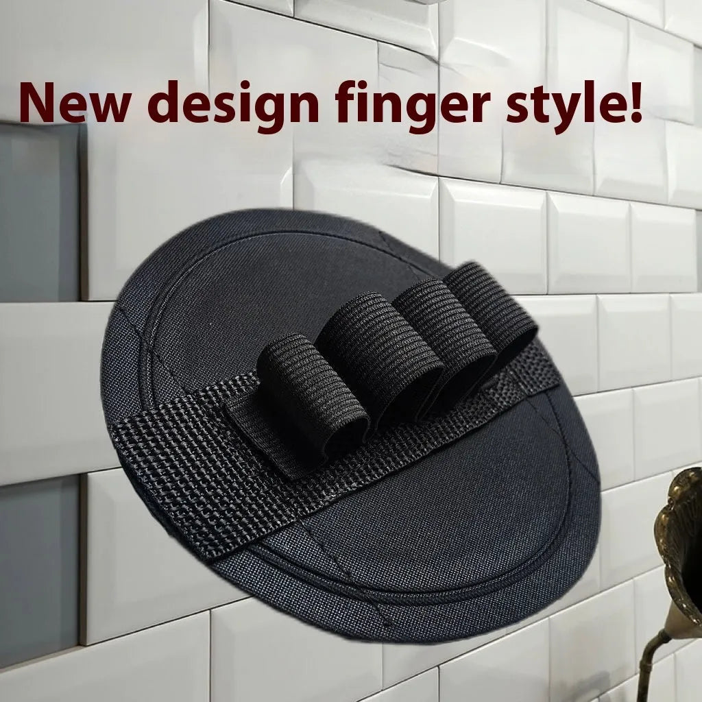 Rubber bath towel with finger grip design in round cake pattern for bathroom storage