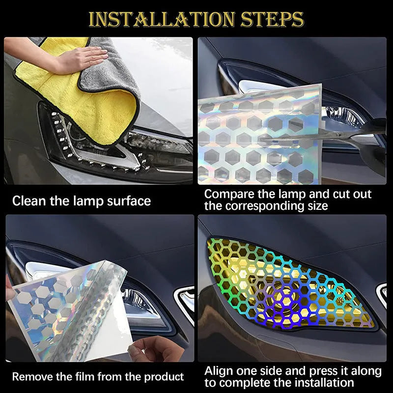 Car taillight honeycomb pattern adhesive sticker decorative appliqué 48x30cm