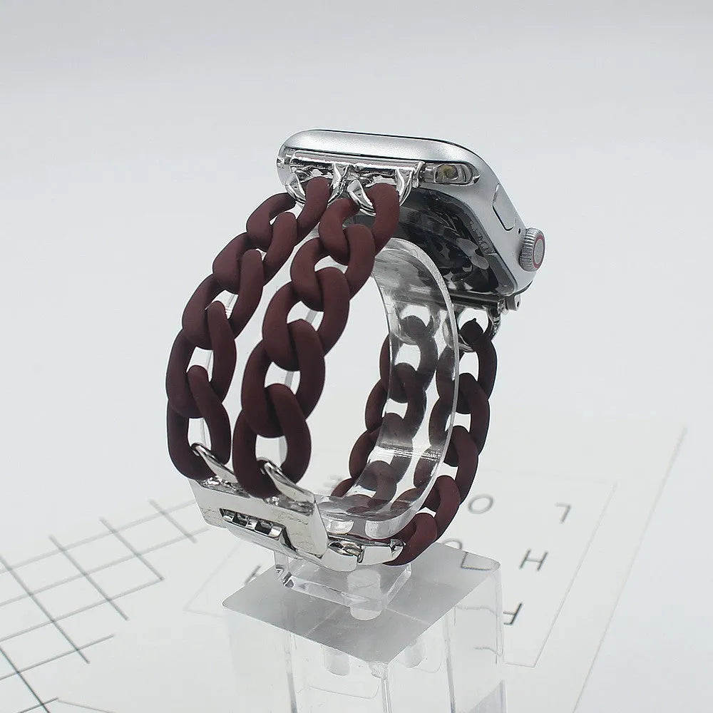 Resin spliced metal Apple Watch strap in six colours, sizes 38/40 and 42/44