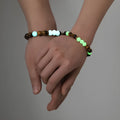 Geometric couple bracelets with amber luminous stones in simple retro style