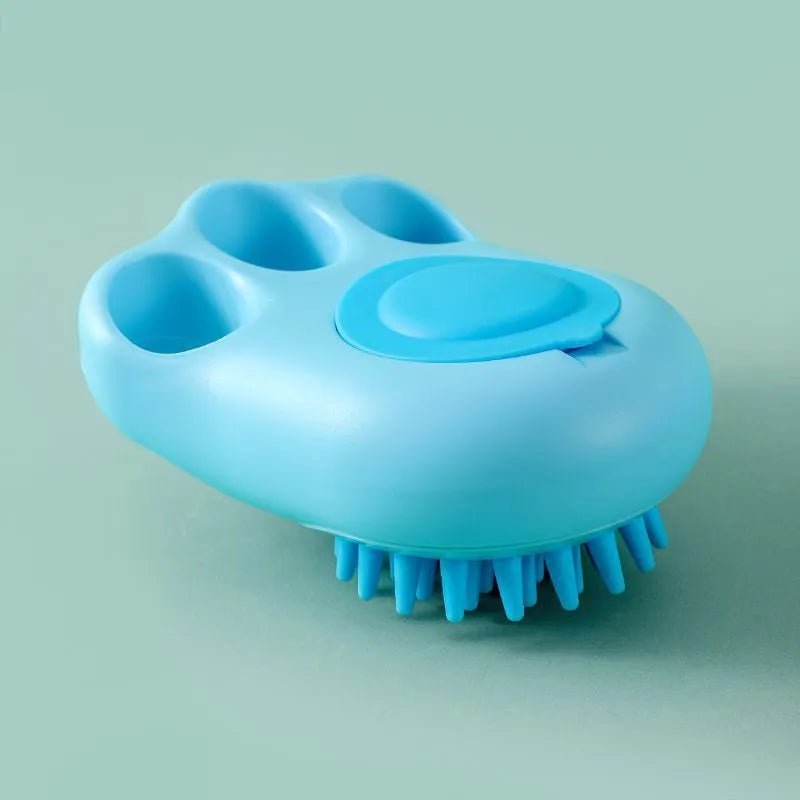 Cat claw shaped bath brush with soft silicone bristles for pet massage and cleaning