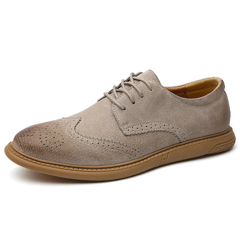 Men's black leather business shoes with lace-up design and rubber soles