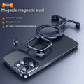 Metal airbag anti-fall phone case with aluminium holder for Apple iPhone 12 Pro to 15 Pro Max in black, blue, purple