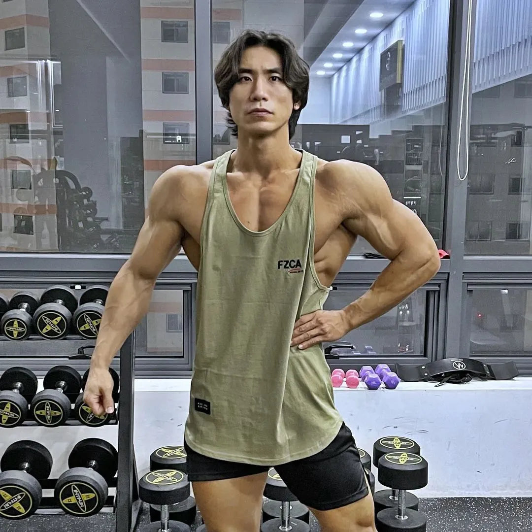 Men's cotton fitness vest in multiple colours for summer running and training