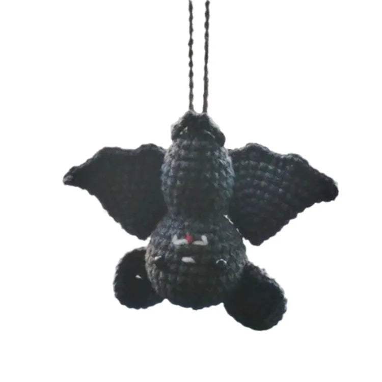 Hand-woven plush automobile hanging ornament with cartoon design for car interior decoration