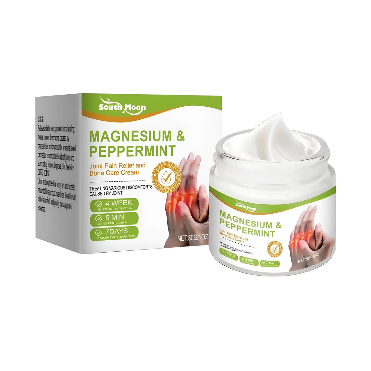 30g magnesium joint cream tube with ginger, mint leaves, magnesium chloride and allantoin