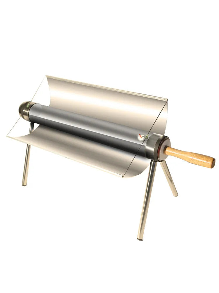 Portable smokeless vacuum tube grill in silver with 1.5L capacity, 620mm tube, and 49x35cm reflector.