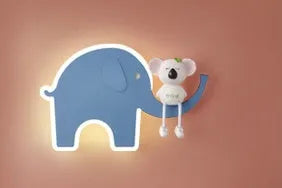 Children's bedroom cartoon wall lamp with iron shade in blue colour option, 400mm size, for bedside use