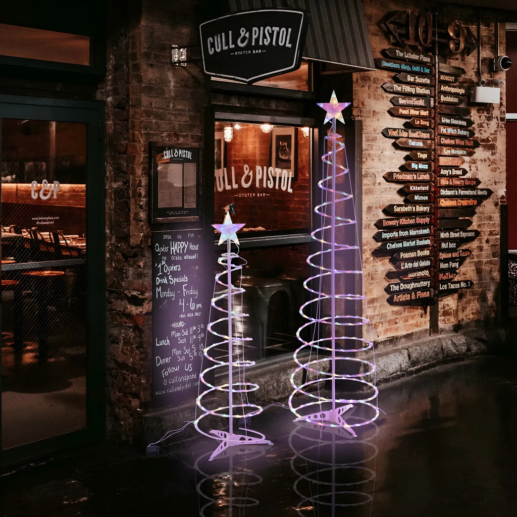 6-foot tall foldable LED spiral Christmas tree light with remote control for indoor and outdoor holiday decoration