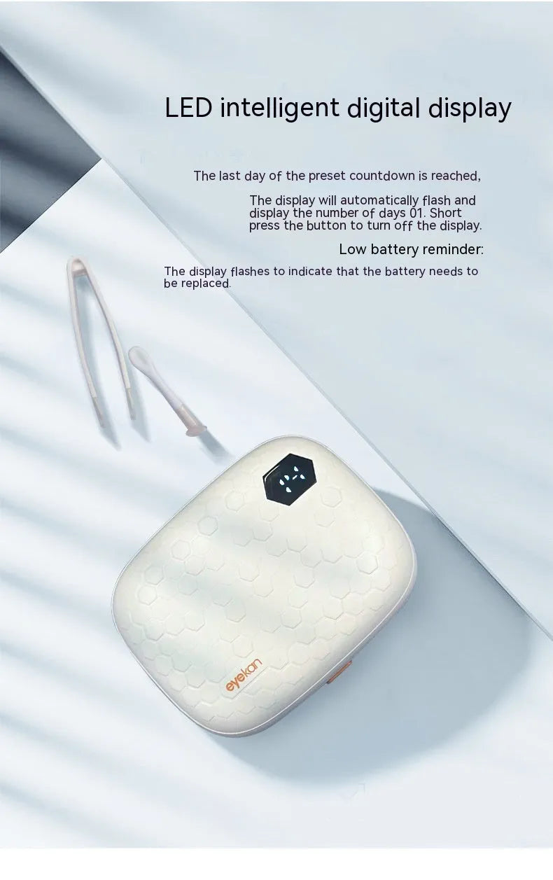 Pearl white automatic electric ultrasonic flushing instrument for cleaning invisible glasses.