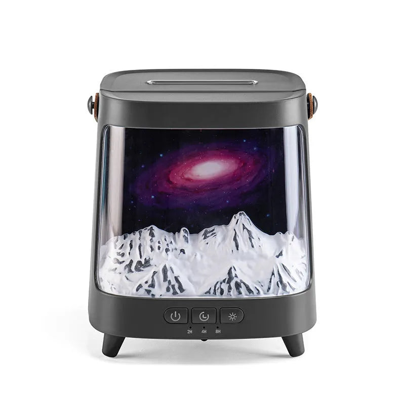3D starry sky flame aromatherapy humidifier desktop home humidifier 200ml black galaxy style compact