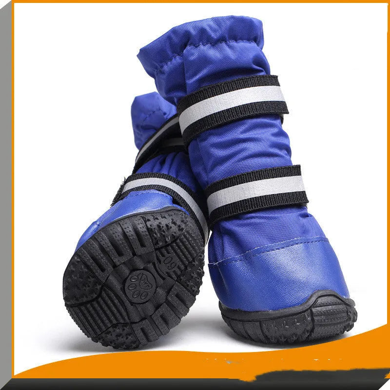 Waterproof dog rain boot in beef tendon fabric, black or blue, sizes XS to XXL for wet and snowy walks