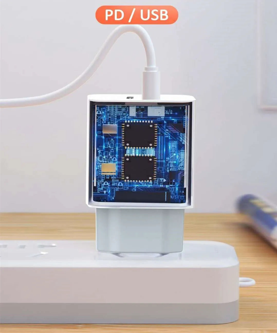 Travel charger for Android phones with fast charge PD interface and international plug options