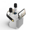 Dual stereo portable karaoke speaker box with two microphones, white or black, 143x168x171mm