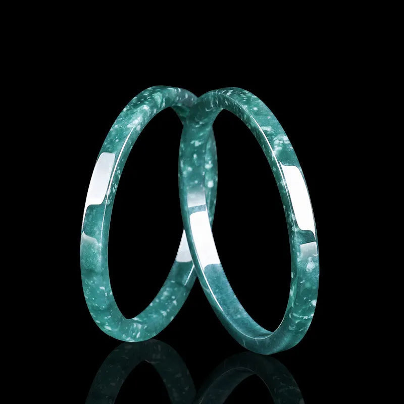 Natural cargo jade blue-green square bracelet SZ09 with certificate and gift box, ring sizes 52-65