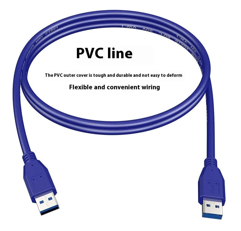 USB 3.0 public-to-public data cable with nickel-plated connectors for external hard drive enclosures.