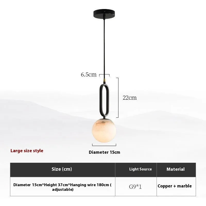 Nordic wall light with marble shade and copper body in Black or natural copper, 12cm or 15cm