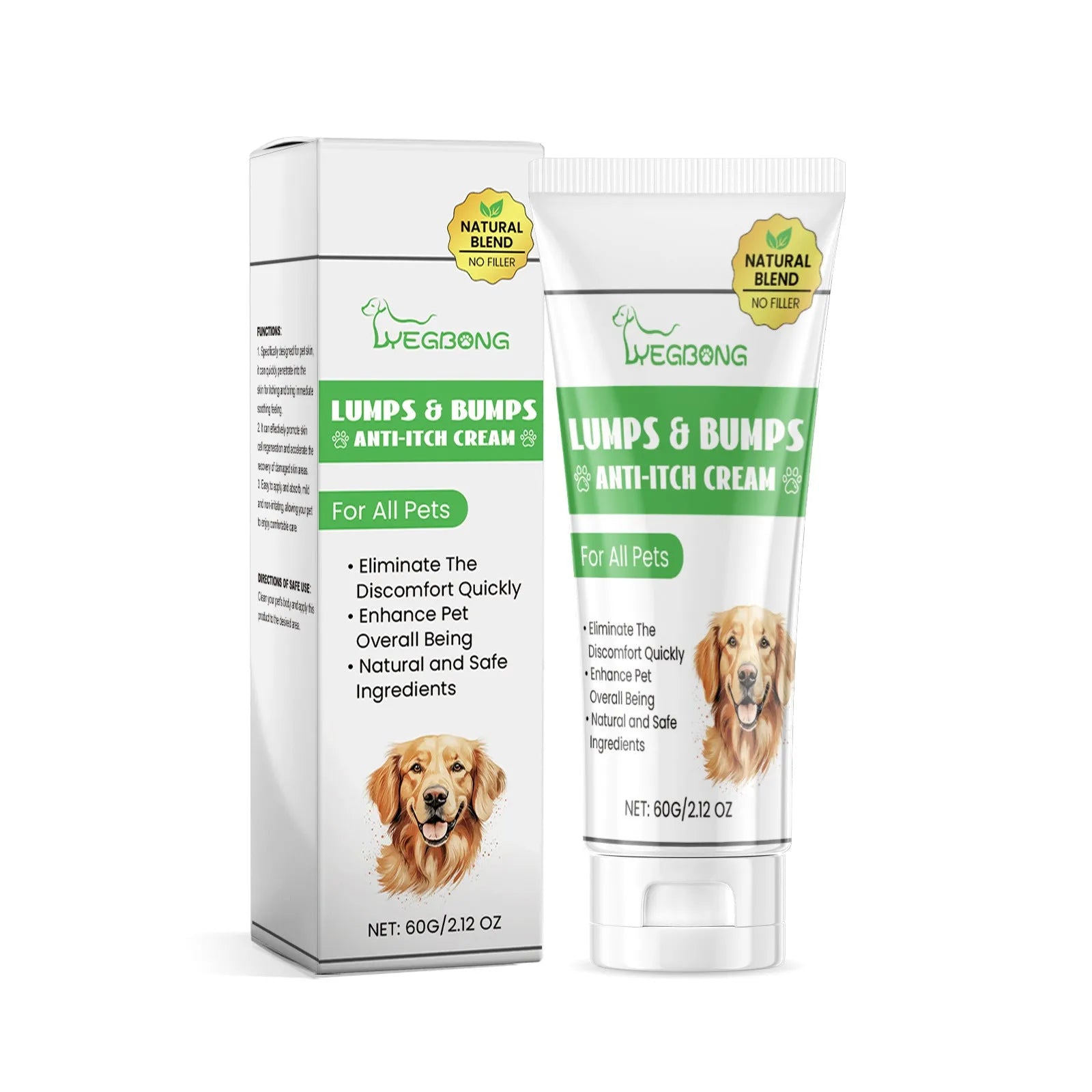 60g tube of antipruritic cream for cats with tea tree oil and aloe vera extract