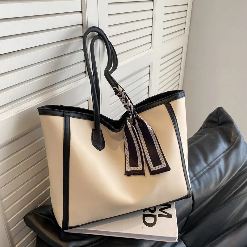 Soft PU tote shoulder bag with open outer pocket showing black, brown, and coffee colour options