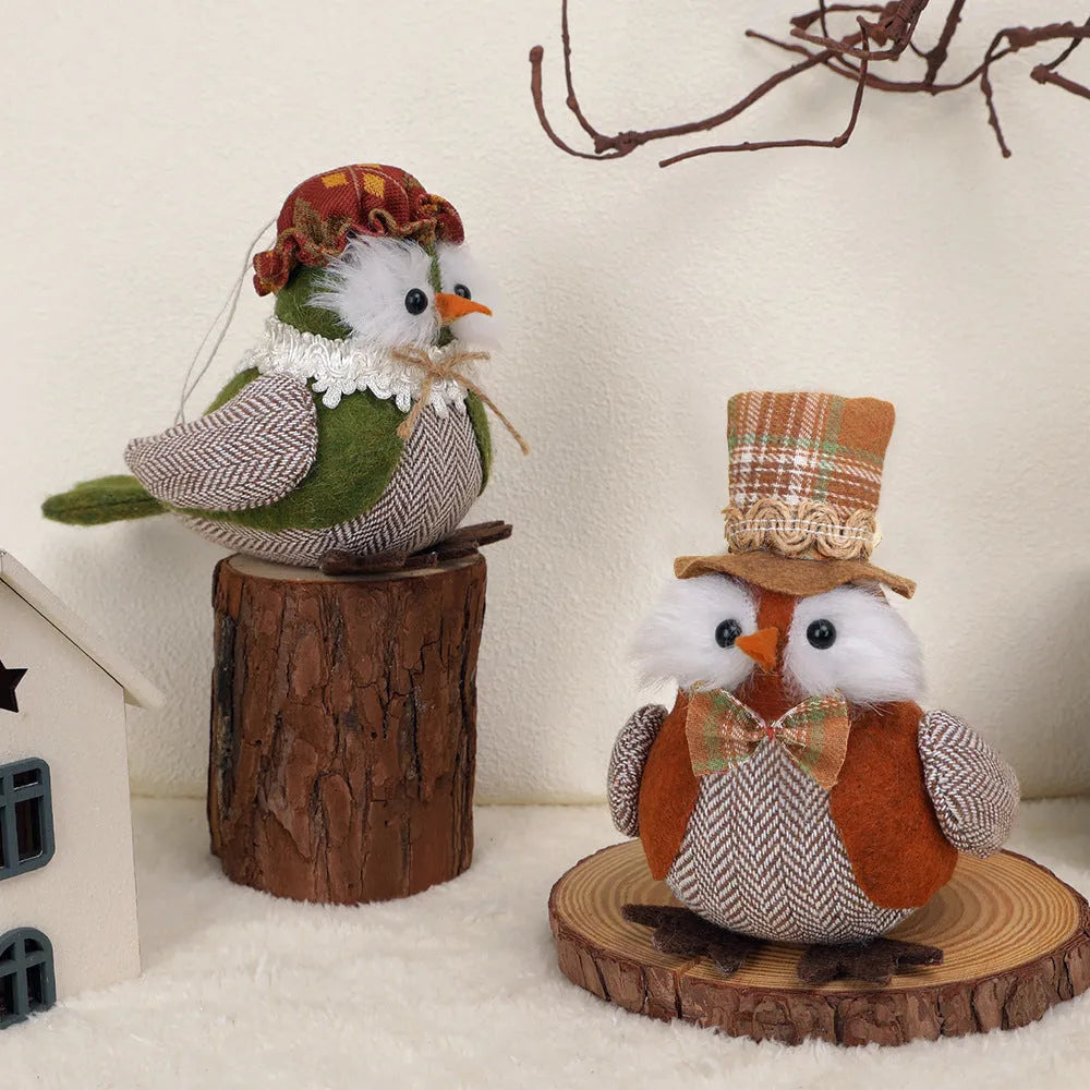 Orange or green owl harvest bird Thanksgiving pendant ornament for window or desktop display