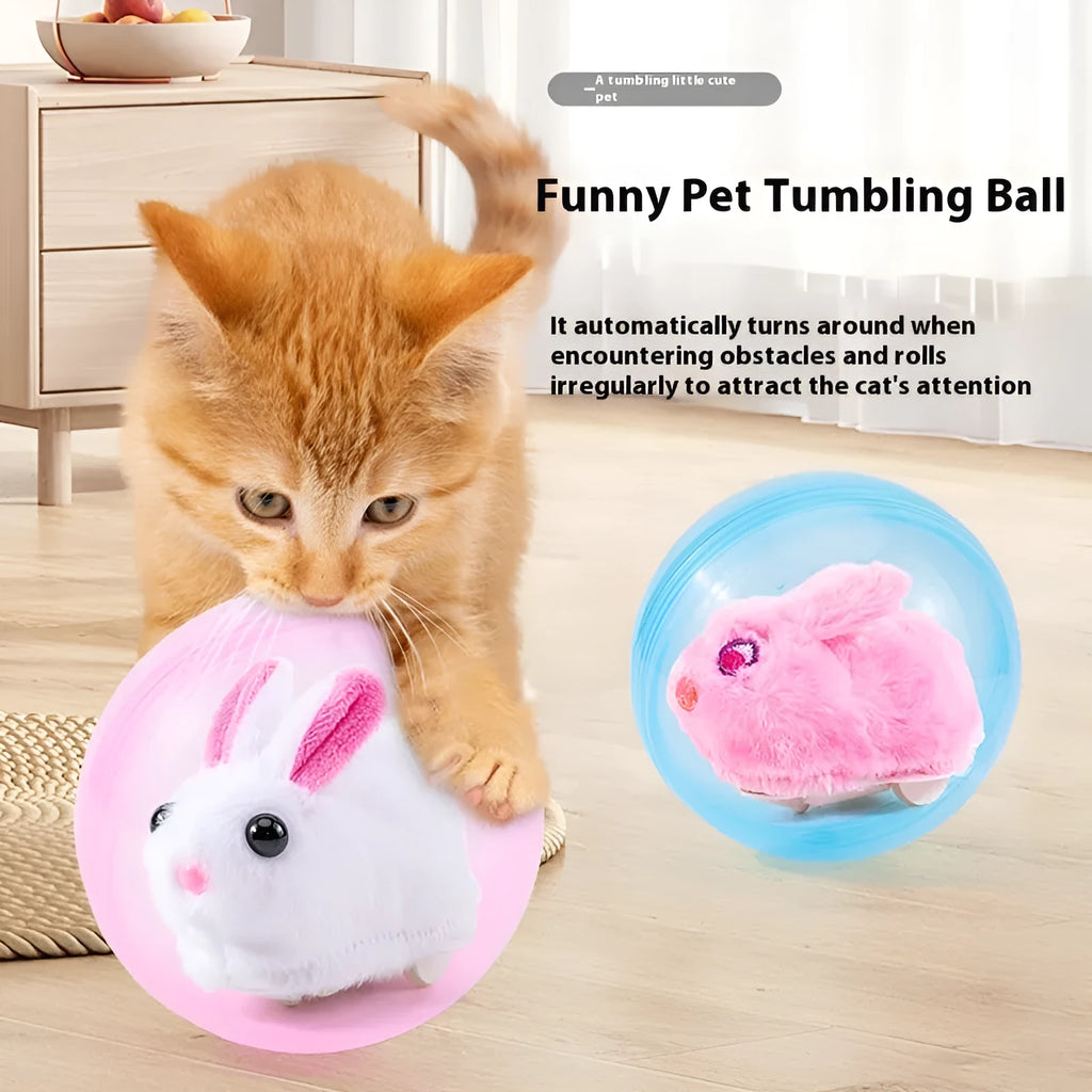 Transparent hamster rolling ball with battery base and plush animal shell