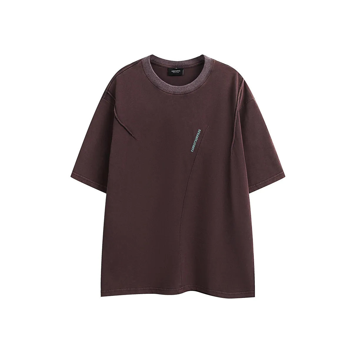Retro half-sleeve washed cotton T-shirt in loose fit black or purple colour