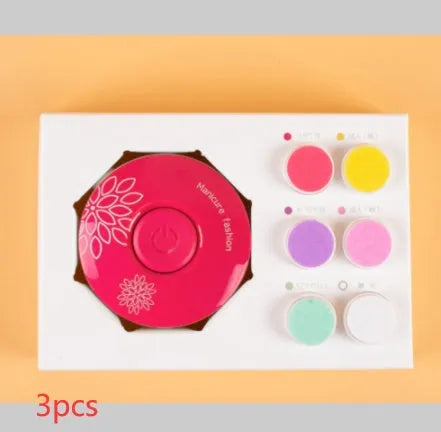 Baby electric nail polisher set with three grinding heads in red or green ABS plastic