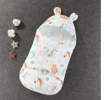 Cotton sleeping bag for newborn babies, pure cotton hold quilt in Green Elephant style, size 3M