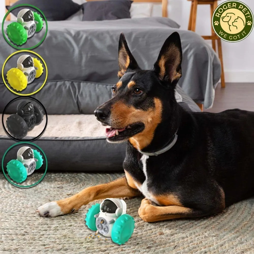Self-balancing dog treat dispenser toy in five colours for small pets
