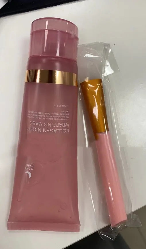Collagen night mask with brush applicator in 75ml bottle for evening skincare