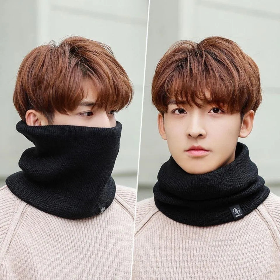 Unisex acrylic cycling scarf in black fleece thick, warm and dustproof for outdoor cycling