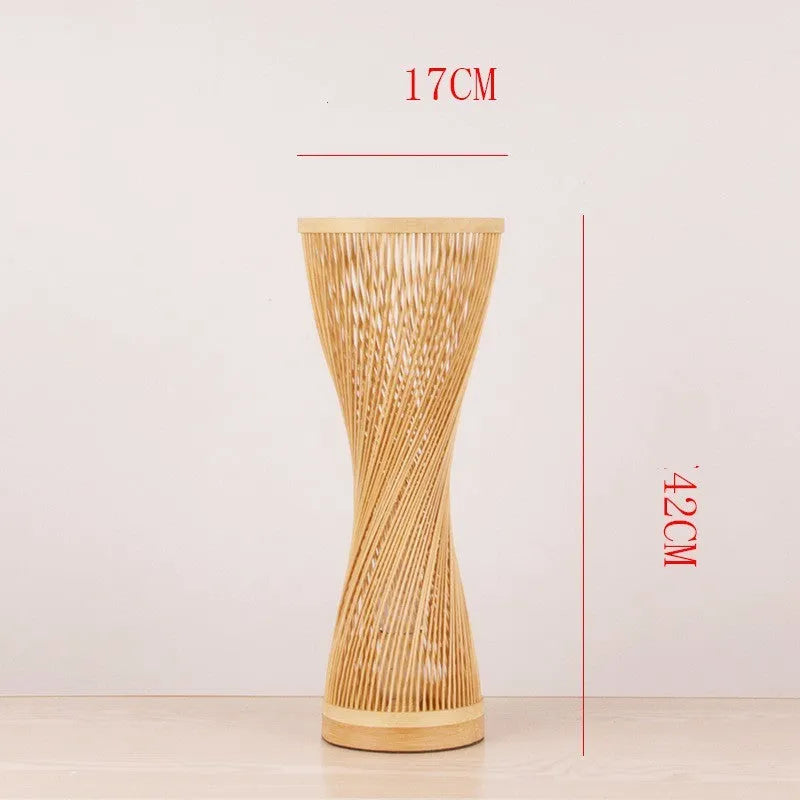 Creative Japanese bamboo bedside lamp hand-woven shade diameter 17cm height 40cm