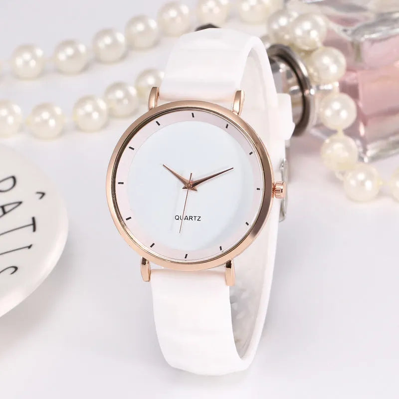 Men's women's jelly casual silicone watch with glass dial, silicone strap, eight colours available