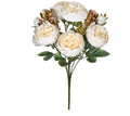 Artificial silk peony bouquet in a vase, showcasing weighted stems and champagne-coloured blooms.