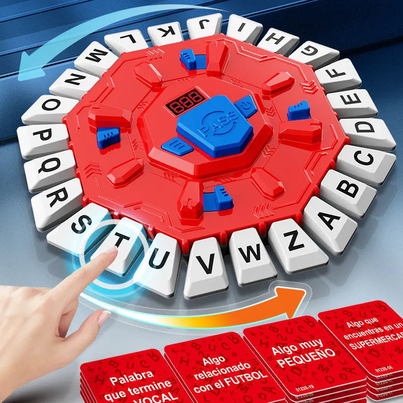 Multifunctional crazy letter game turntable desktop game in plastic with English Blue colour option