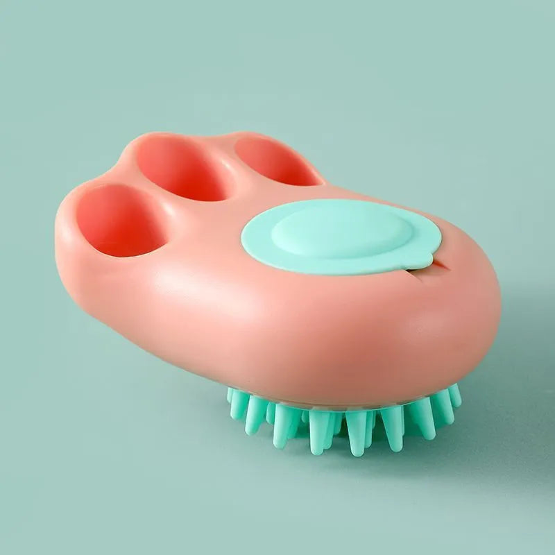 Cat claw shaped bath brush with soft silicone bristles for pet massage and cleaning