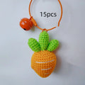 Cartoon carrot keychain made from soft orange and green felt wool, measuring 10 cm tall.