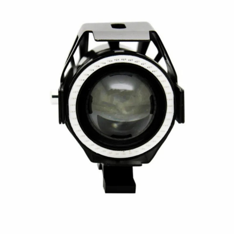 Black plastic motorcycle LED spotlight 125W 12x8cm universal fit fog light